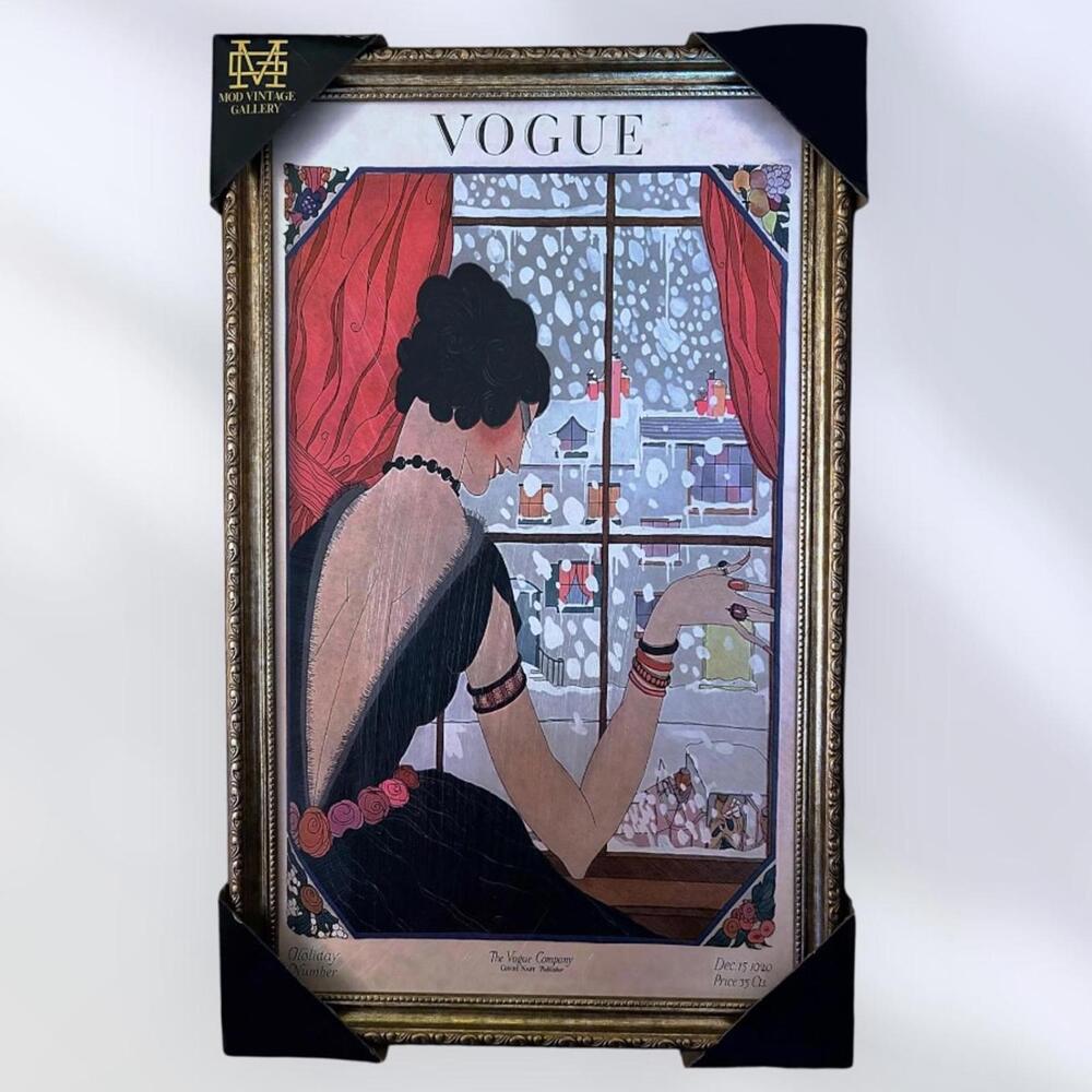Vogue 1920 Helen Dryden Holiday Window Vintage Cover Framed Wall Art